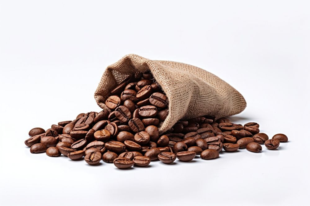 Coffee sack white background coffee beans. AI generated Image by rawpixel.