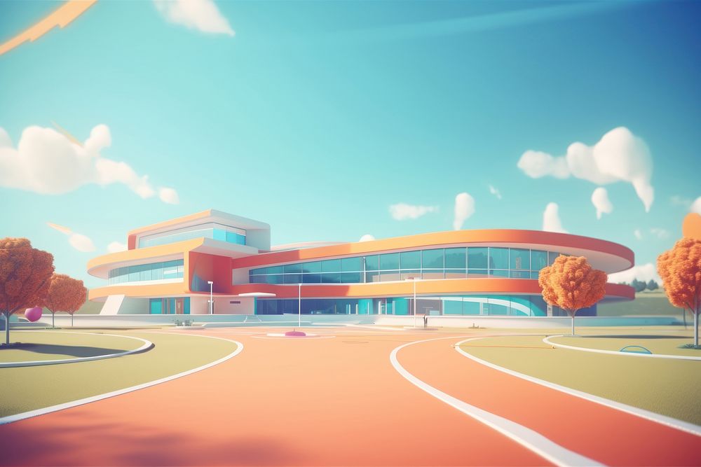 Architecture building sports school. AI generated Image by rawpixel.