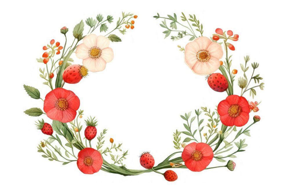 Pattern wreath plant poppy. AI generated Image by rawpixel.