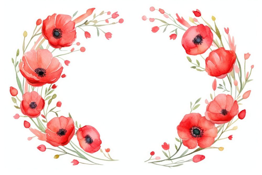 Poppy pattern flower wreath. AI generated Image by rawpixel.