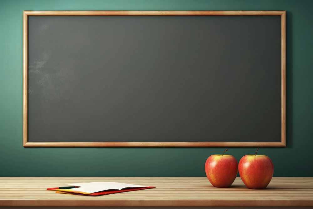 Blackboard classroom apple fruit. 