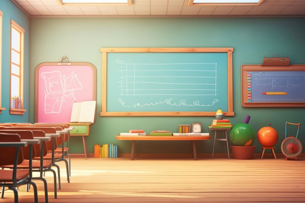 Classroom architecture blackboard furniture. AI generated Image by rawpixel.