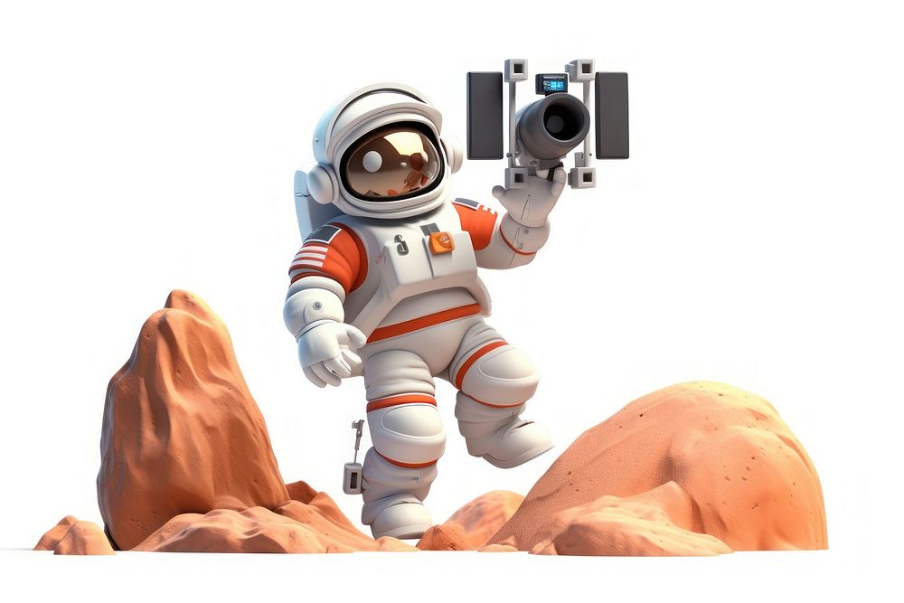 Astronaut Taking Mountain Shots astronaut cartoon camera. 