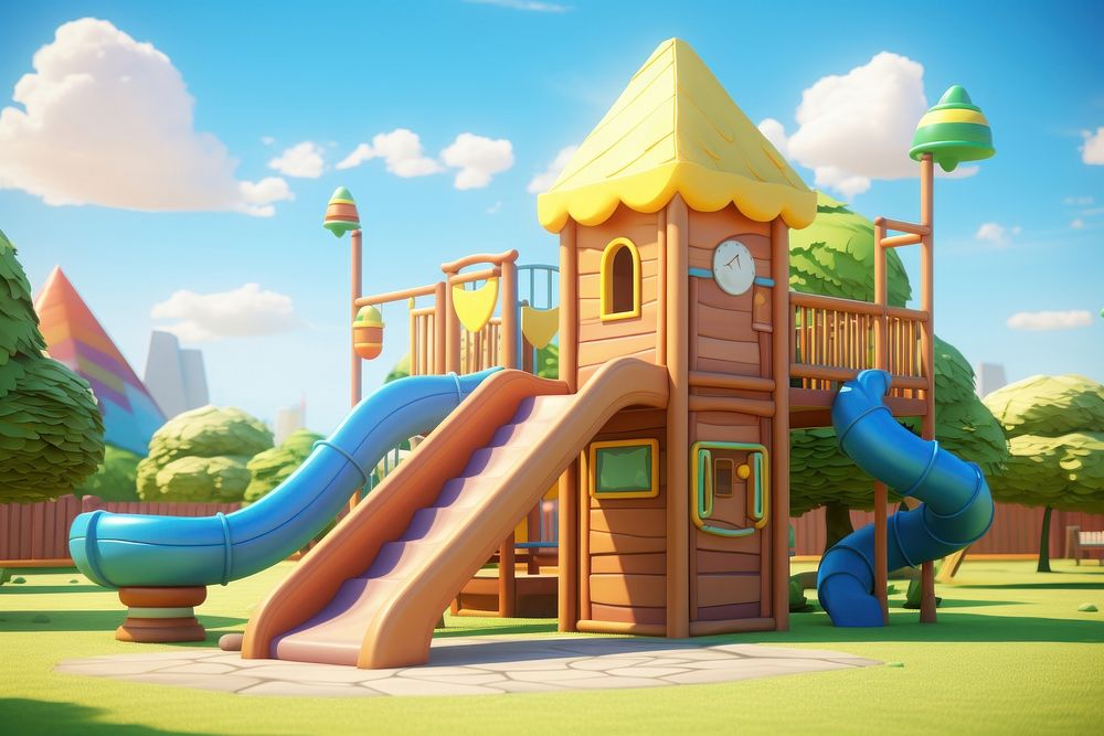 Playground outdoors cartoon architecture. AI generated Image by rawpixel.