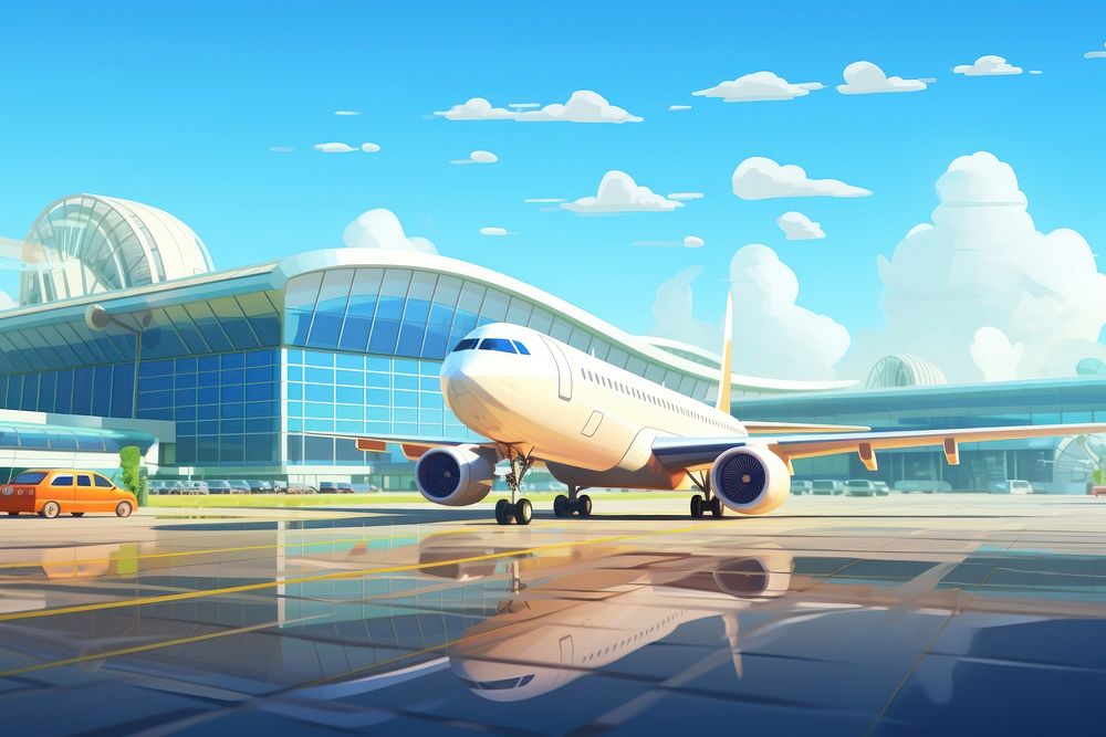 Airport car airplane aircraft. AI generated Image by rawpixel.