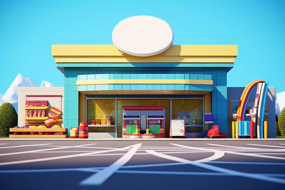 Cartoon architecture building outdoors. AI generated Image by rawpixel.