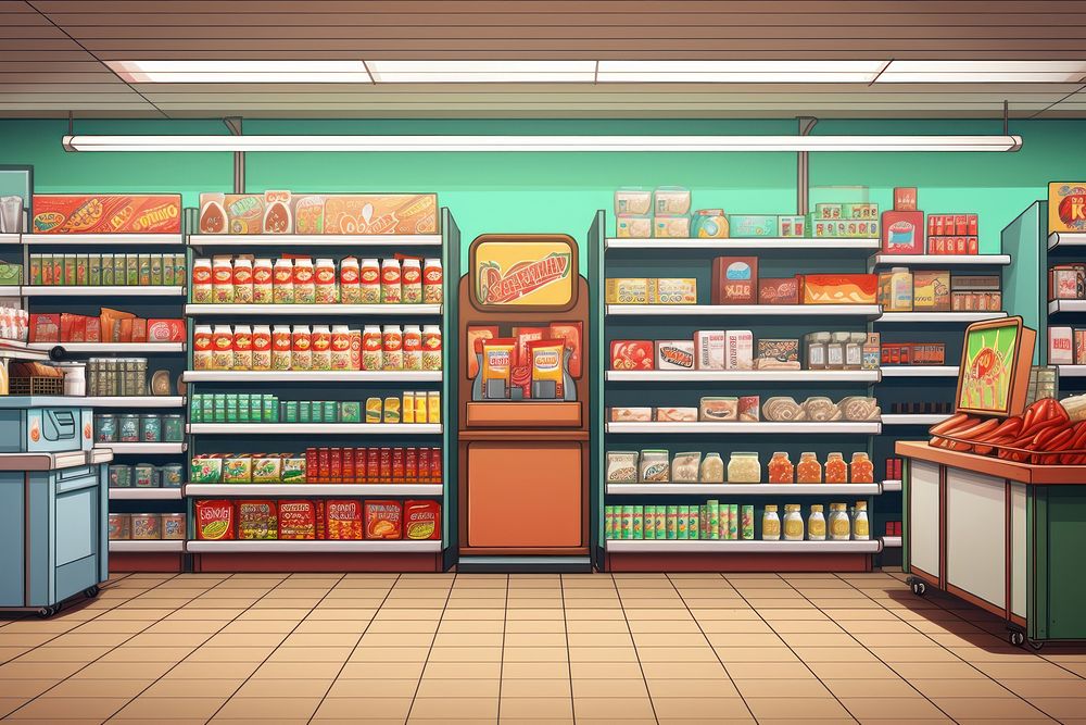 Supermarket architecture consumerism arrangement. AI generated Image by rawpixel.