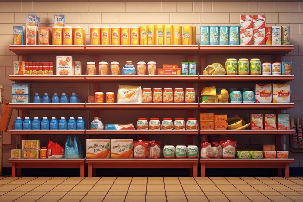 Supermarket pantry shelf food. AI generated Image by rawpixel.