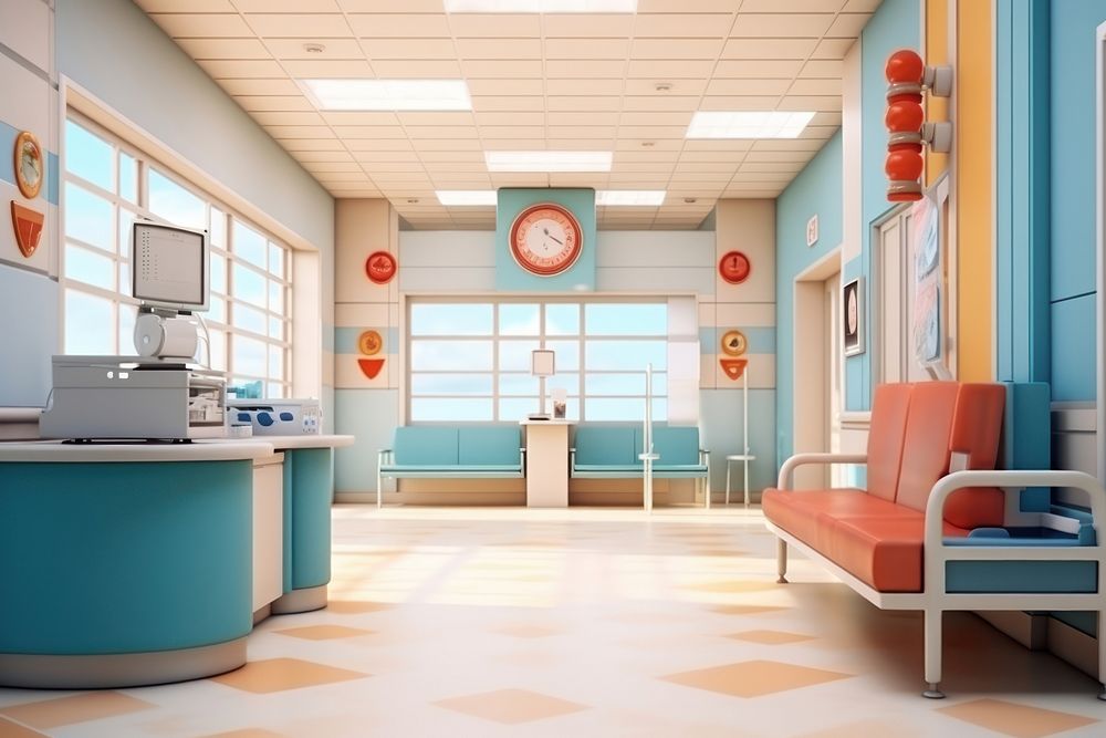 Hospital architecture furniture building. AI generated Image by rawpixel.