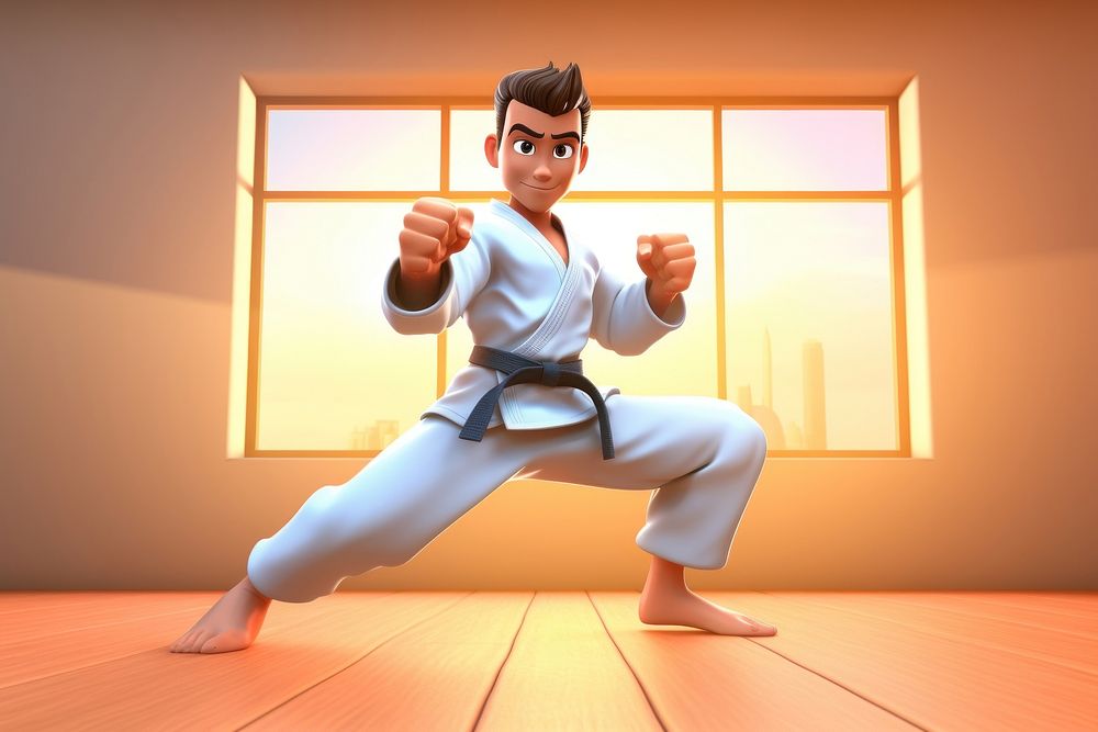 Karate cartoon sports adult. AI generated Image by rawpixel.