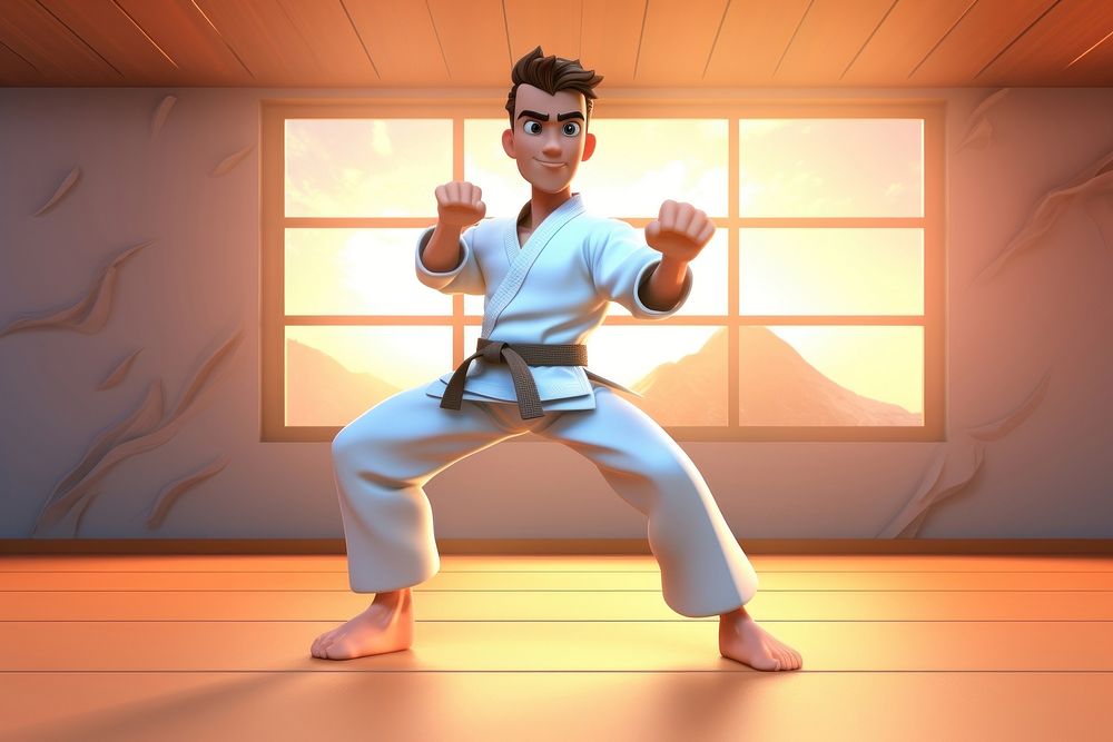 Karate cartoon sports determination. 