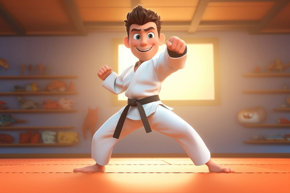 Cartoon karate sports determination. AI generated Image by rawpixel.