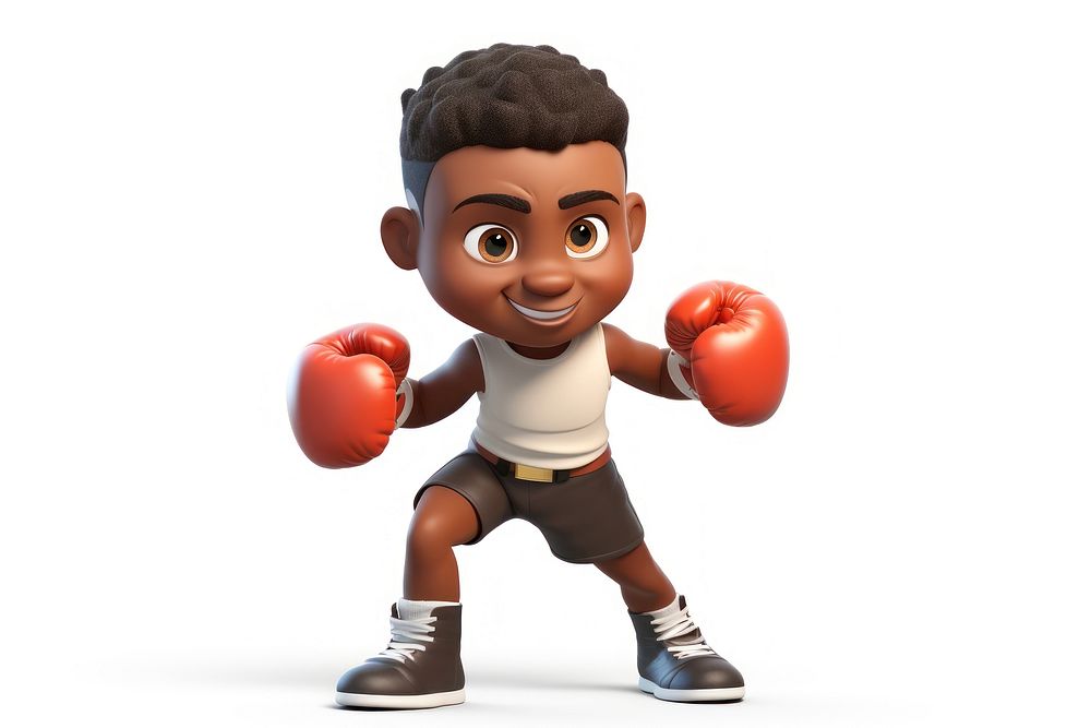 Cartoon boxing white background weightlifting. AI generated Image by rawpixel.