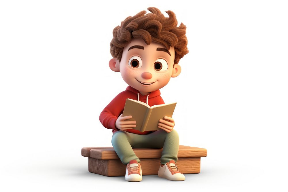 Reading sitting cartoon toy. AI generated Image by rawpixel.