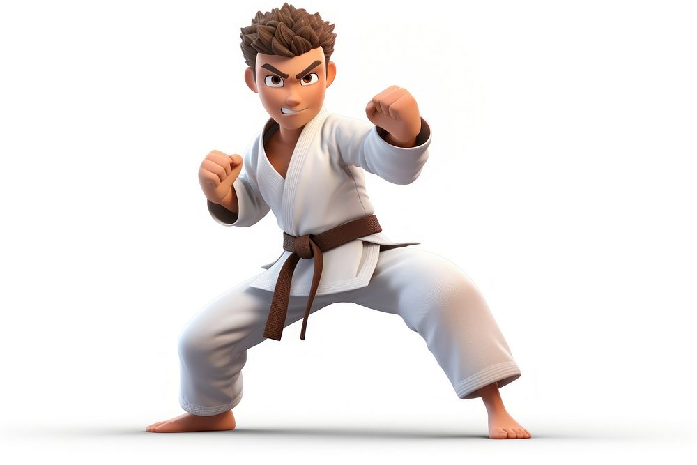 Karate cartoon sports white background. AI generated Image by rawpixel.