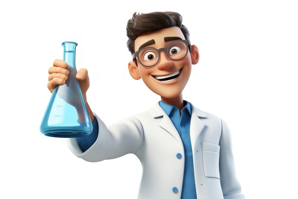 Scientist smiling holding cartoon. AI generated Image by rawpixel.