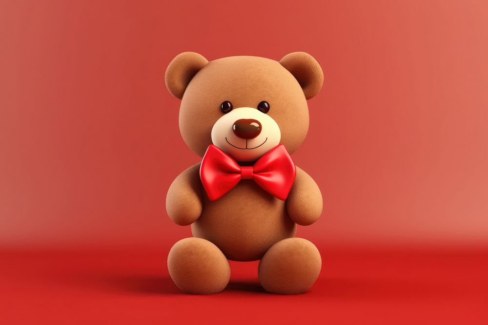Cartoon bear toy bow. AI generated Image by rawpixel.