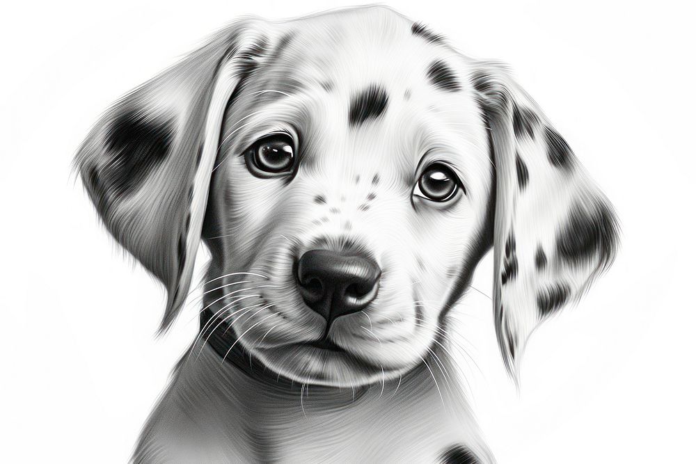 Drawing puppy dog dalmatian. 