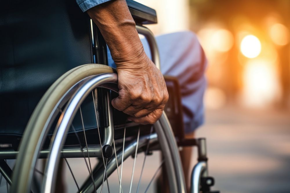 Wheelchair hand bicycle person. 