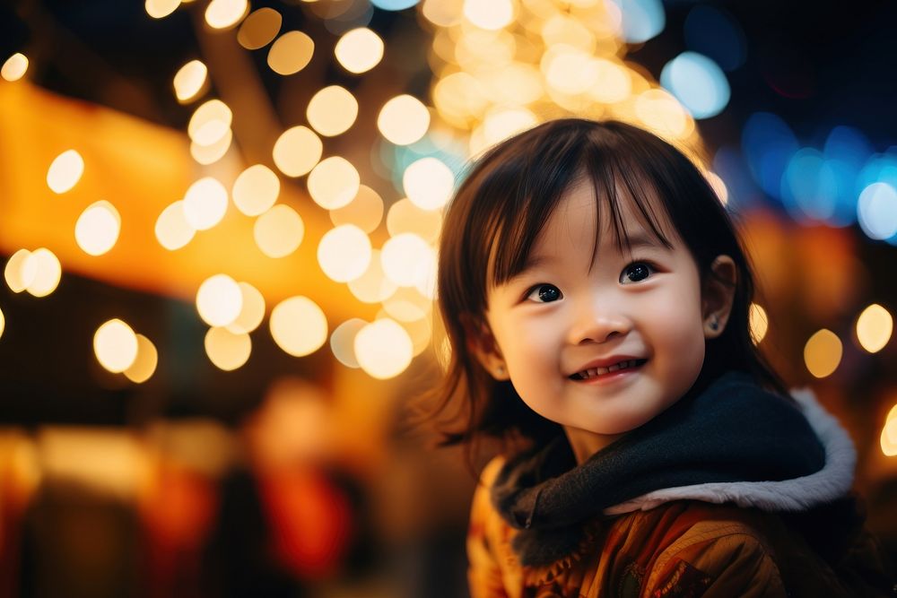 A happy asian female toddler smiling photography portrait light. AI generated Image by rawpixel.