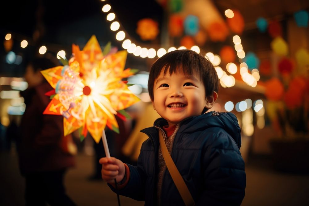 Night photography portrait outdoors.