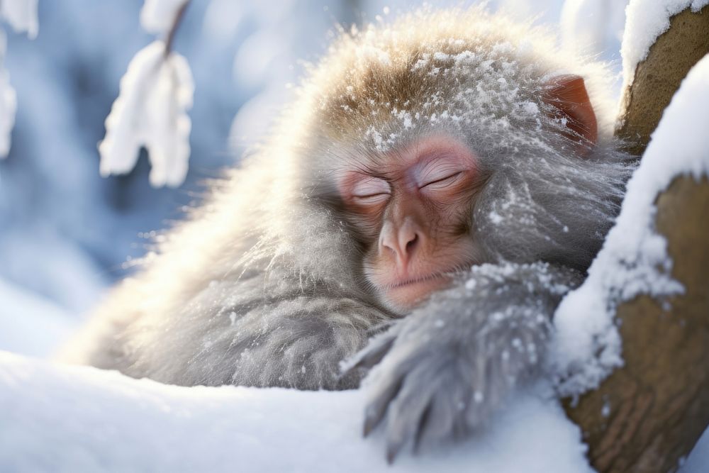 Monkey wildlife sleeping mammal. AI generated Image by rawpixel.