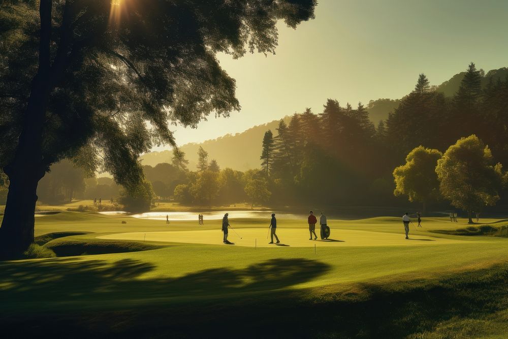 Golf outdoors morning nature. AI generated Image by rawpixel.