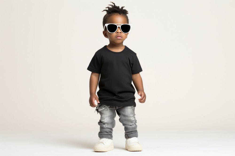 Sunglasses portrait child t-shirt. AI generated Image by rawpixel.
