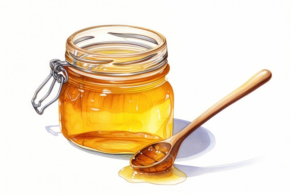 Honey jar spoon food. AI generated Image by rawpixel.