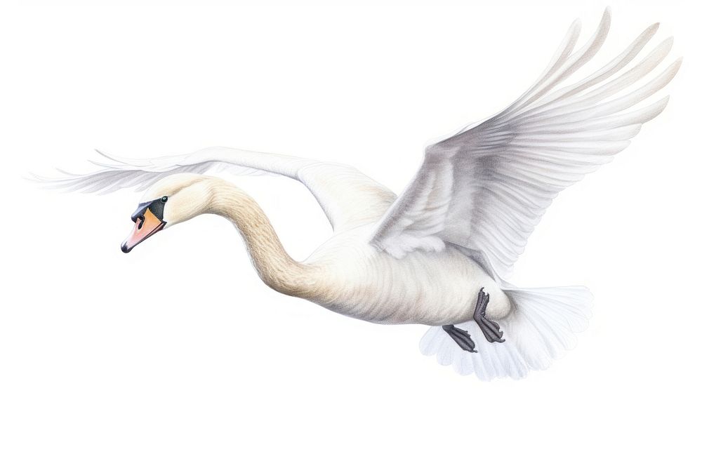 Flying swan animal white. AI generated Image by rawpixel.