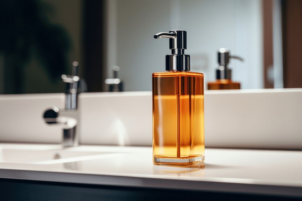 Sink bathroom perfume bottle. 