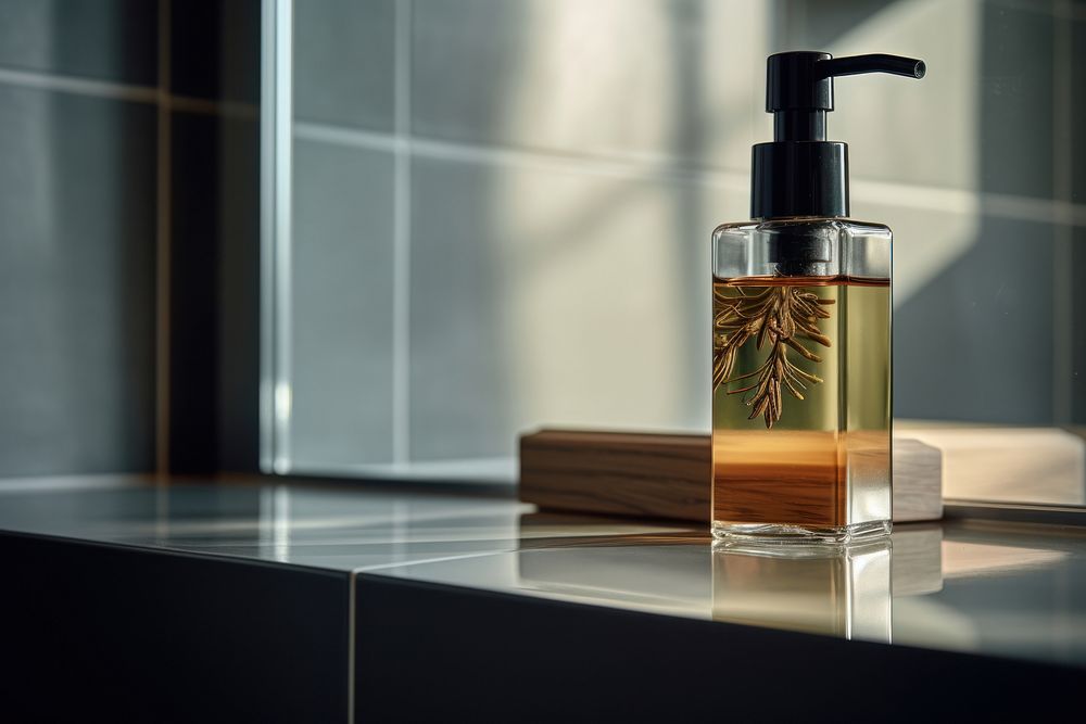 Bathroom perfume bottle sink. AI generated Image by rawpixel.