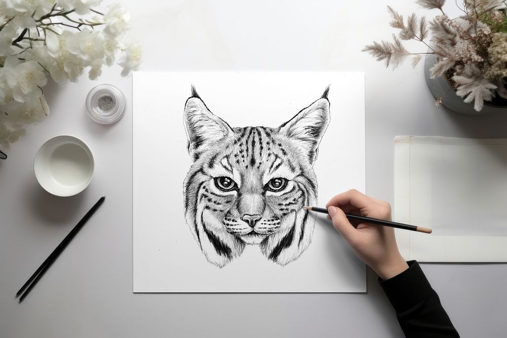 Bobcat sketch on a paper