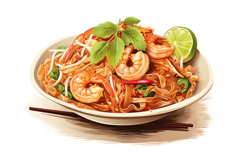 Noodle shrimp food meal. 