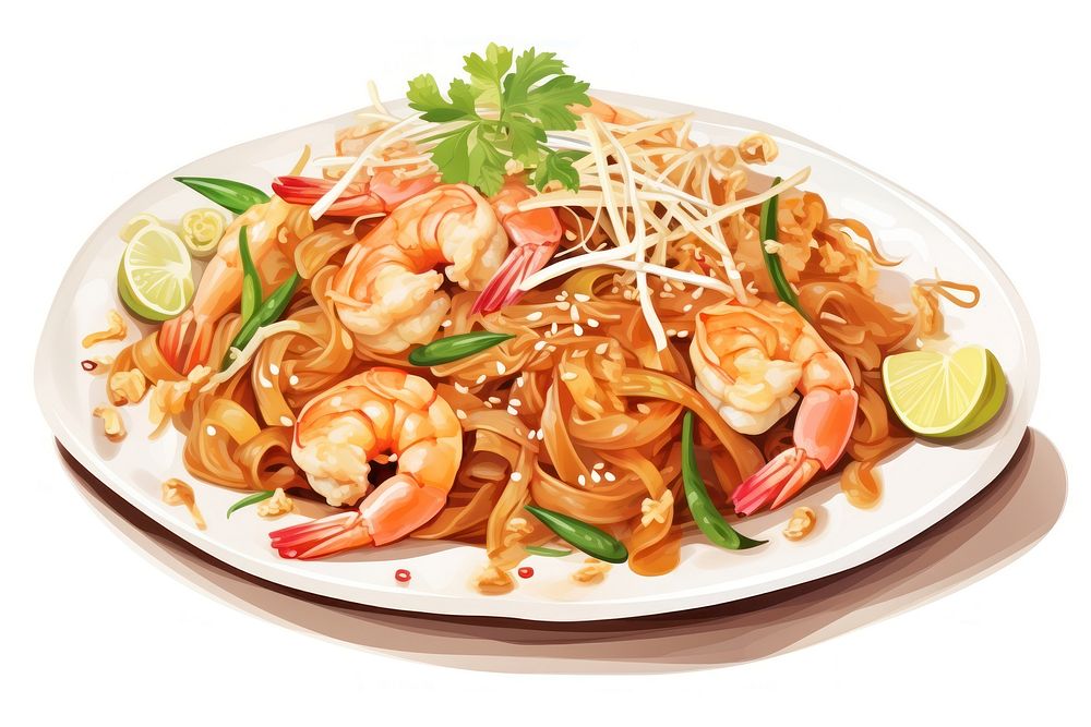 Noodle shrimp plate food. AI generated Image by rawpixel.