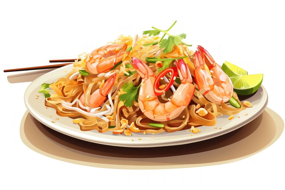 Noodle shrimp food meal. AI generated Image by rawpixel.