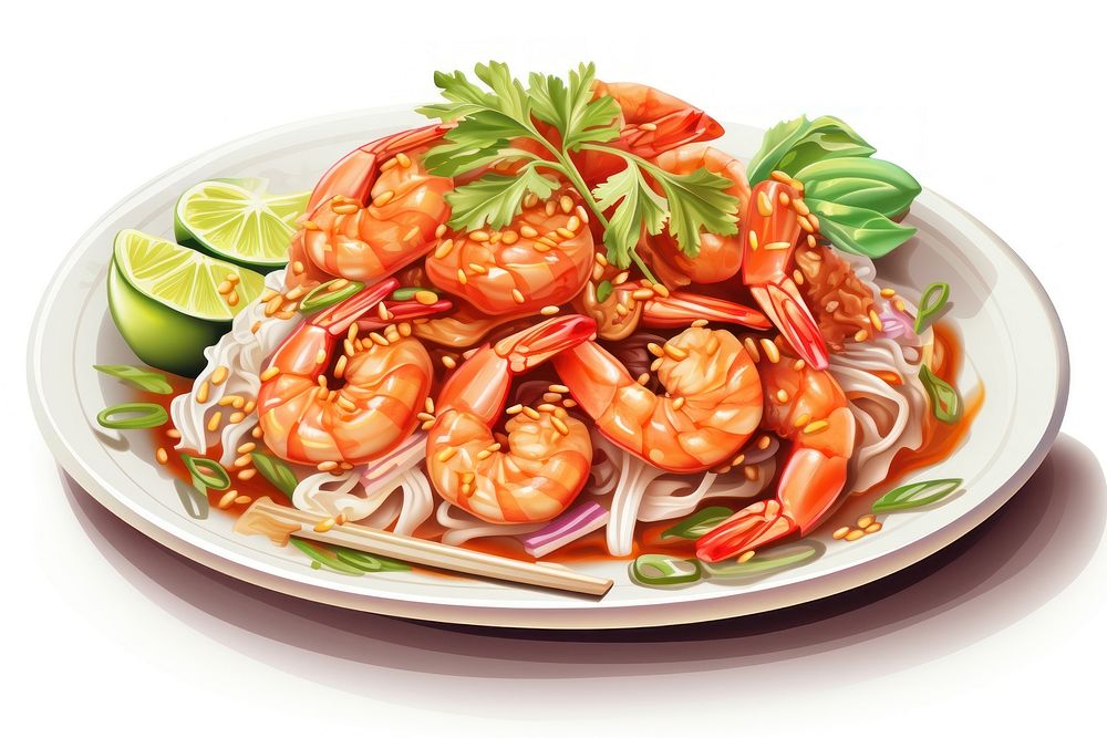 Shrimp seafood plate meal. AI generated Image by rawpixel.