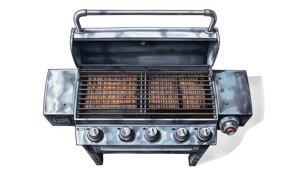 Grilling bbq white background technology. 