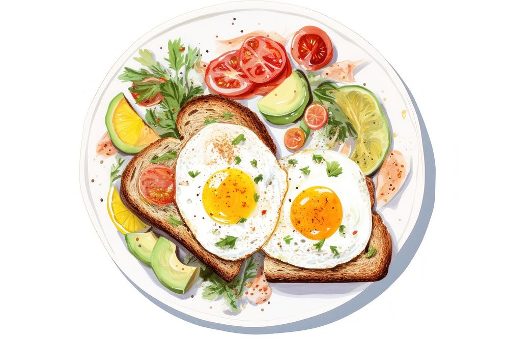 Bread plate breakfast food. AI generated Image by rawpixel.