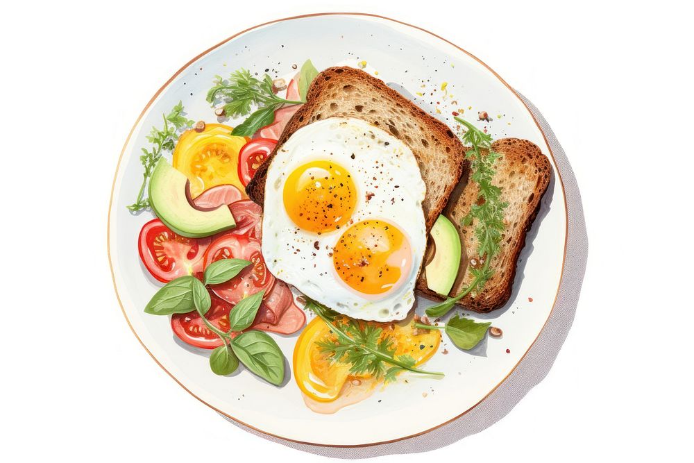 Bread plate breakfast food. AI generated Image by rawpixel.