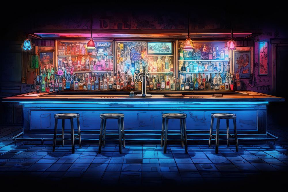 Bar night architecture bar counter. Free Photo rawpixel
