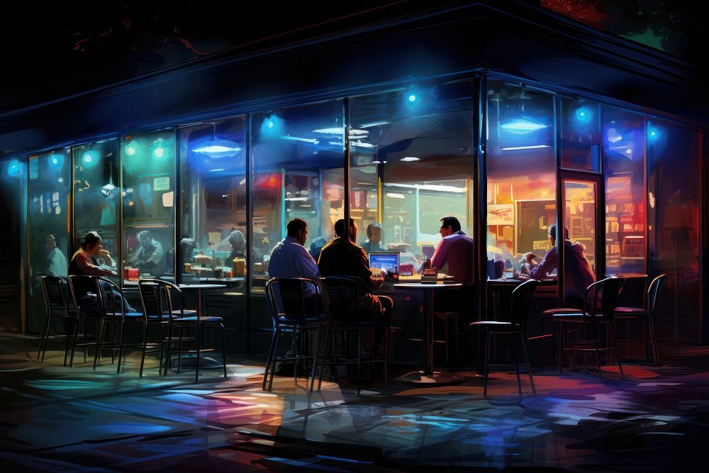 Restaurant nightlife lighting table. AI generated Image by rawpixel.
