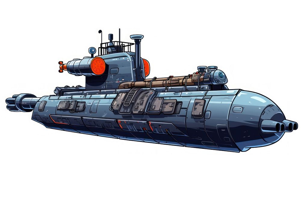 Submarine vehicle white background transportation. AI generated Image by rawpixel.