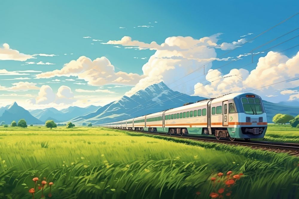 Train landscape outdoors vehicle. 