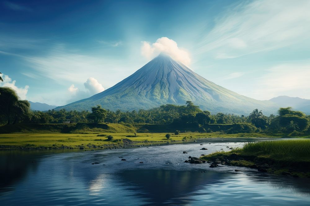 Landscape volcano mountain outdoors. AI generated Image by rawpixel.
