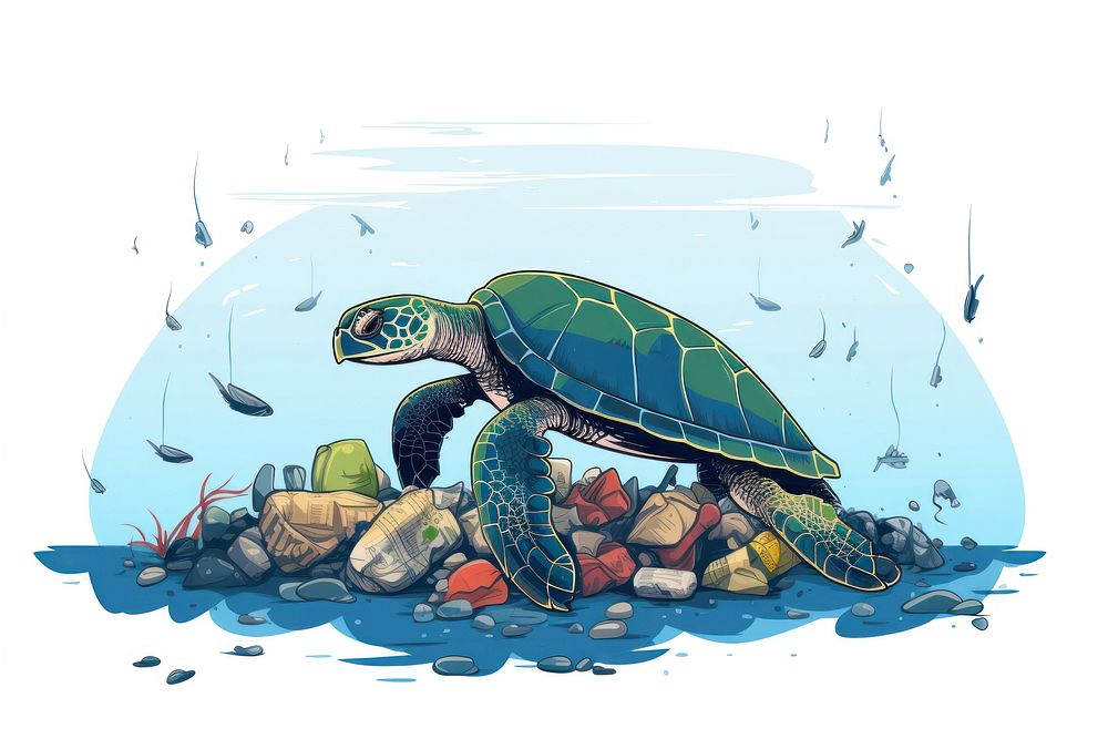 Sea outdoors reptile drawing. AI generated Image by rawpixel.