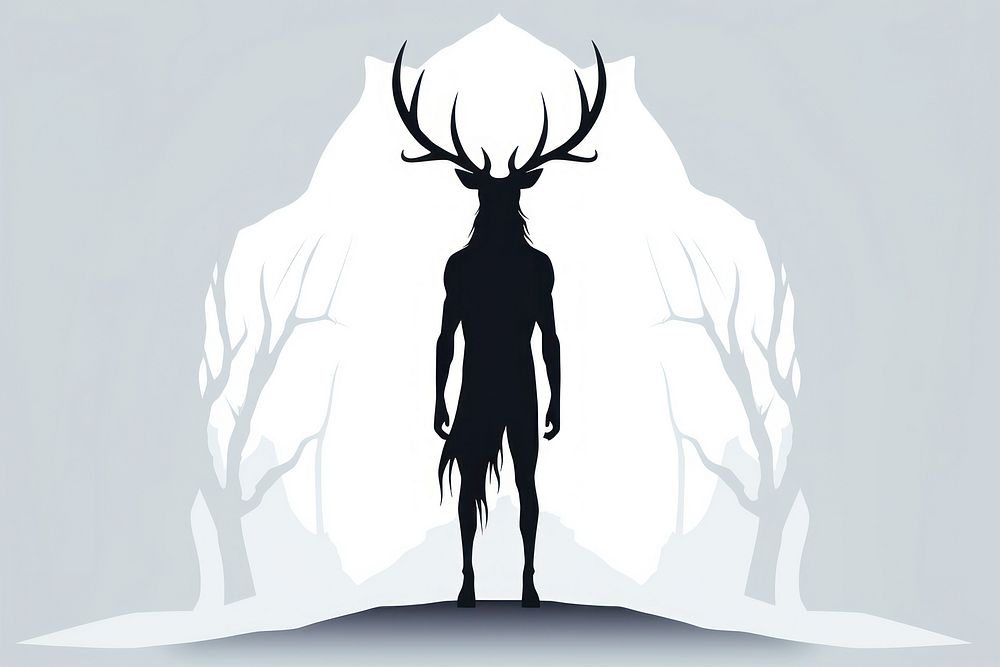 Silhouette drawing antler representation. AI generated Image by rawpixel.