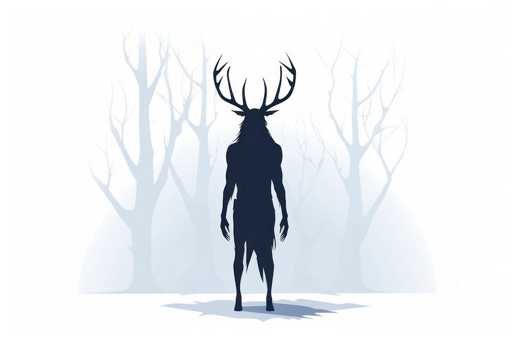 Silhouette wildlife drawing antler. AI generated Image by rawpixel.