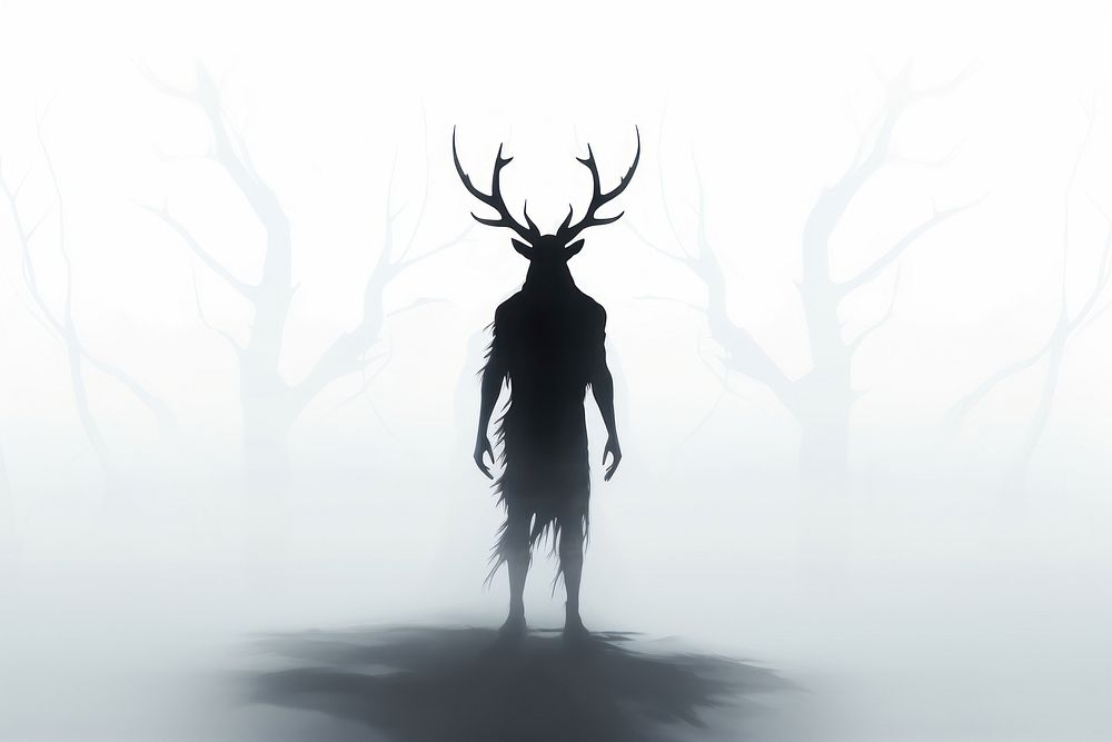 Silhouette wildlife nature antler. AI generated Image by rawpixel.