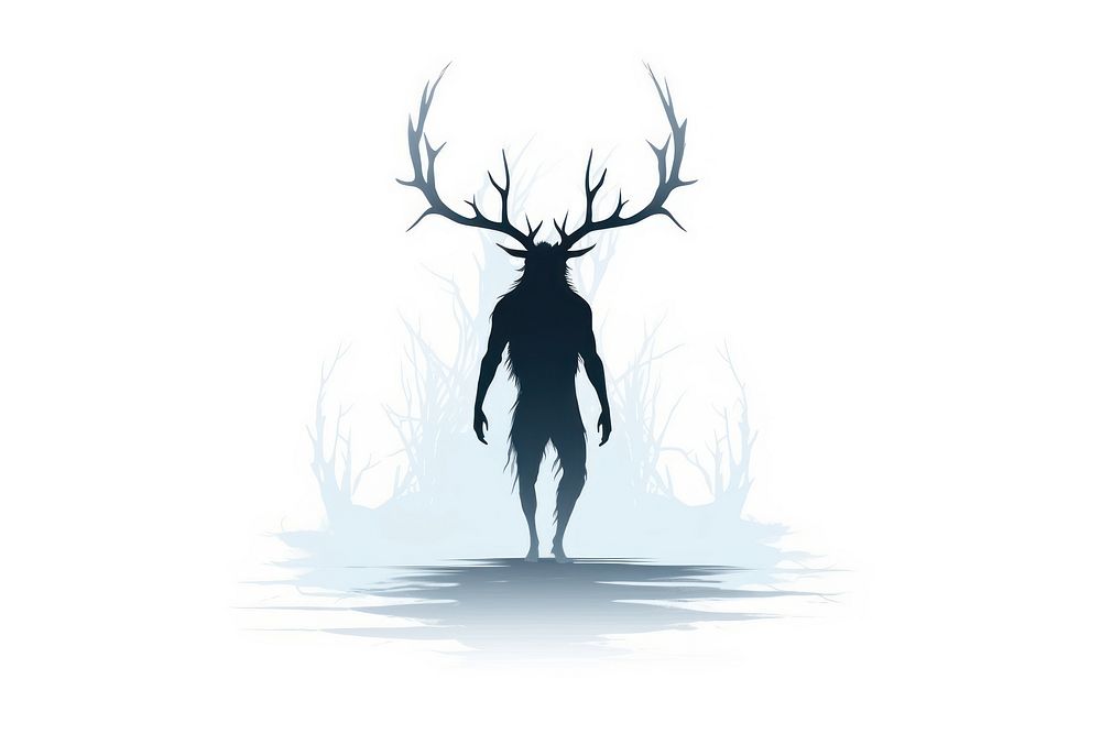 Silhouette wildlife drawing antler. AI generated Image by rawpixel.